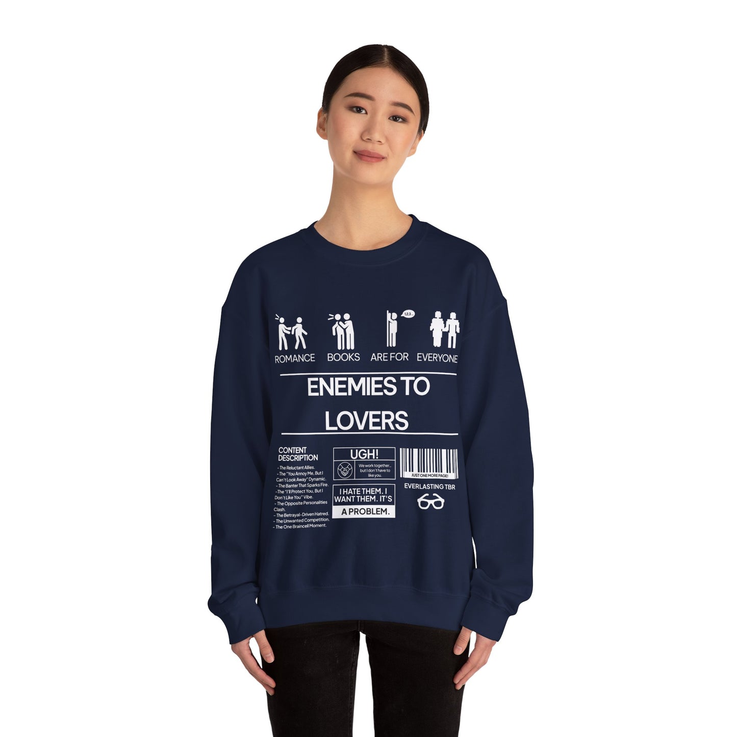 Cozy Reading Sweatshirt for Romance Readers - Enemies to Lovers Trope Design