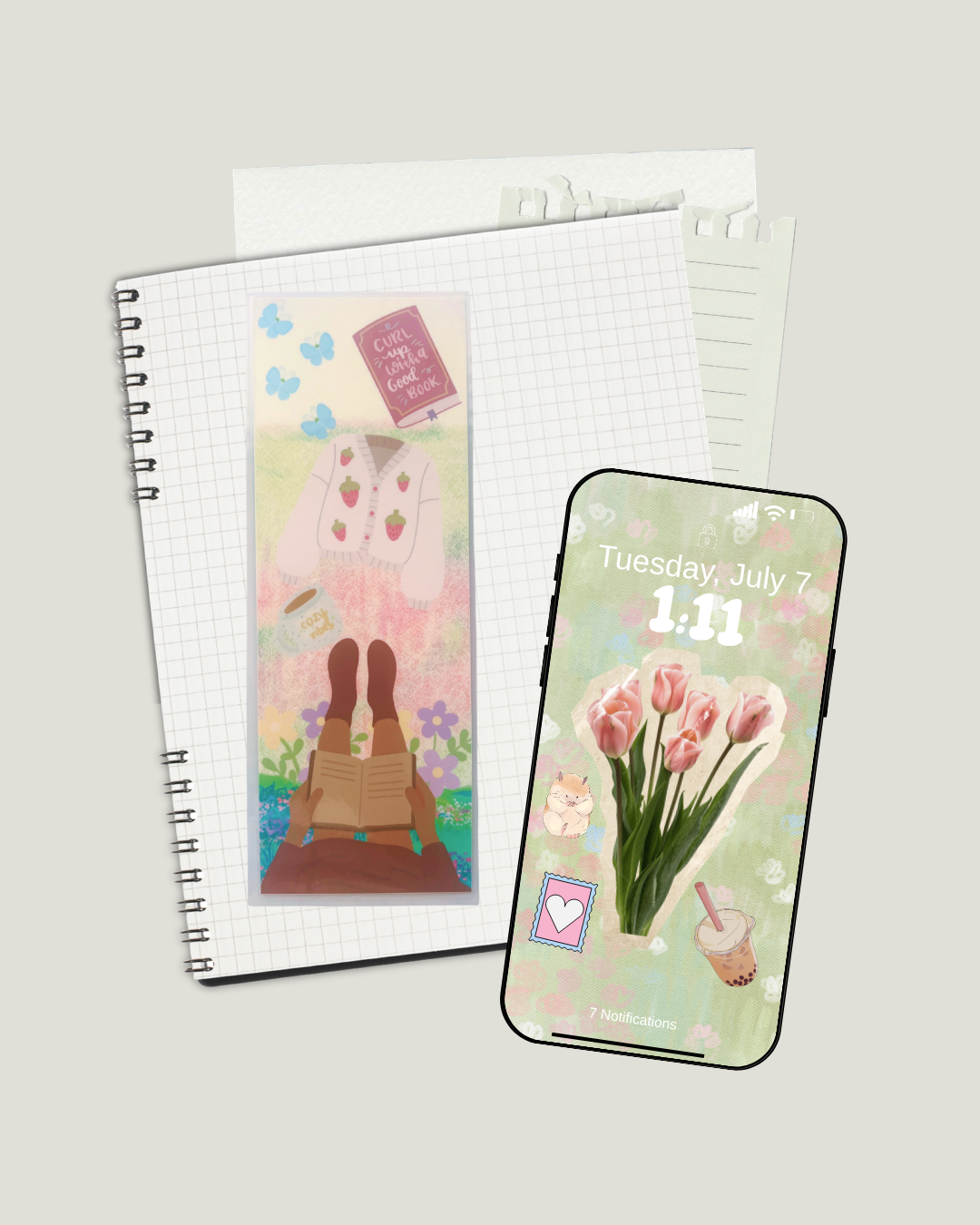Laminated Bookmark | Cozy Vibes 2.5 x 7 Bookish Page Marker for Mood Readers