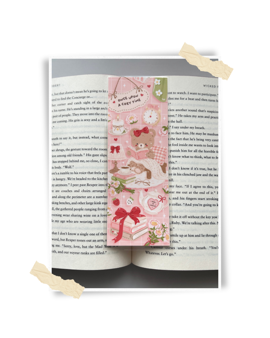 Decorative Laminated Bookmark | Cozy Teddy