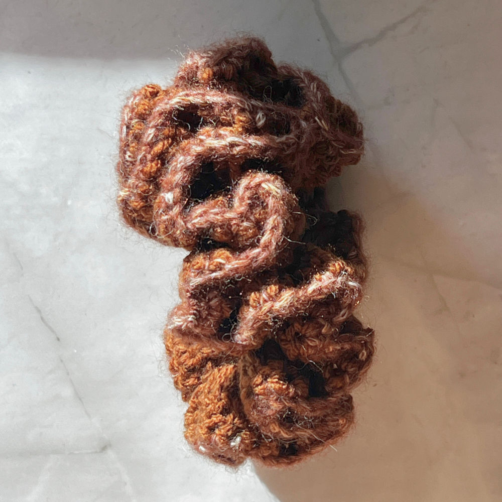 Chocolate Swirl Crochet Scrunchie | Bookish Comfort Accessory