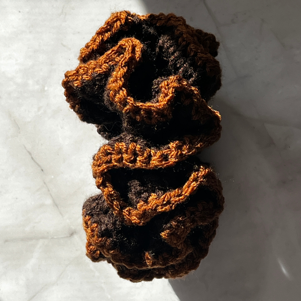Fudge Toffee Crochet Scrunchie | Bookish Comfort Hair Accessory