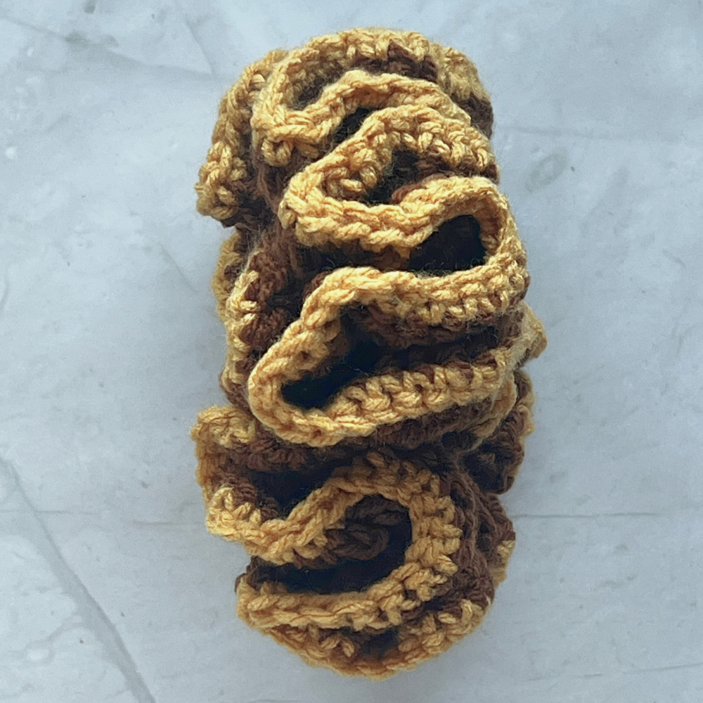 Mustard & Chocolate Crochet Scrunchie | Enemies to Lovers Hair Tie