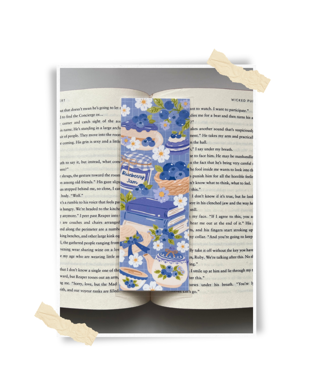 Decorative Laminated Bookmark | Blueberry Jam