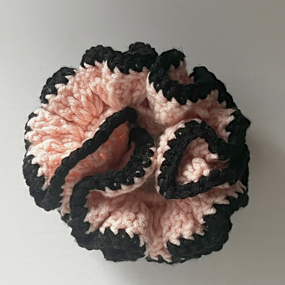 SKZ "Do It" Crochet Scrunchie | Blush Pink & Black Hair Tie