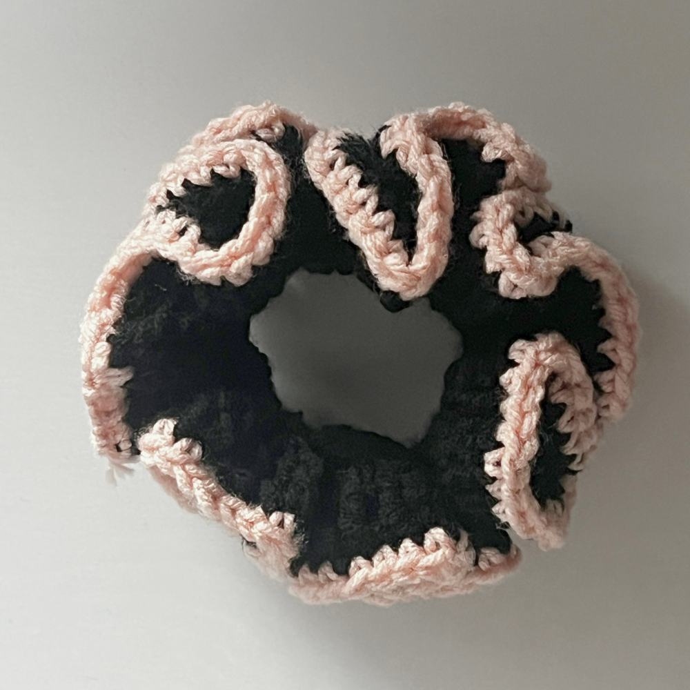 SKZ "Do It" Crochet Scrunchie | Black & Blush Pink Hair Tie