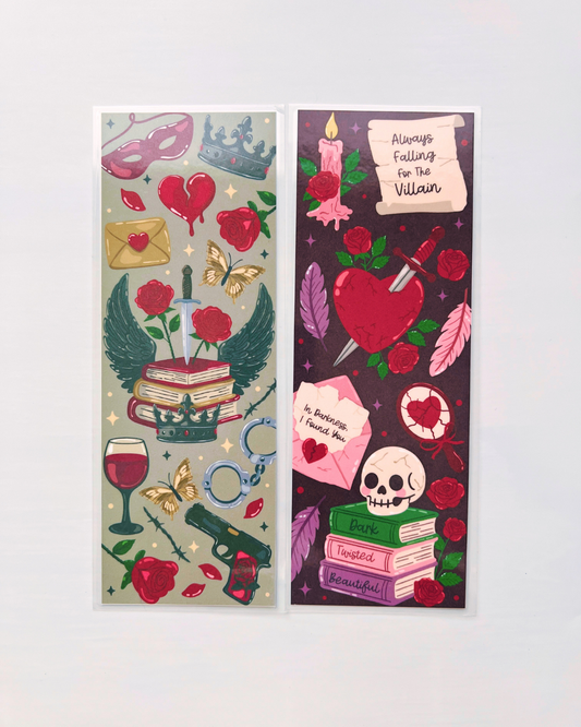 Dark Romance + Dark Academia Laminated Bookmark Duo | Set of 2