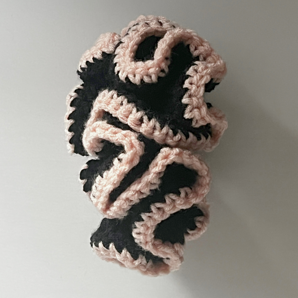 SKZ "Do It" Crochet Scrunchie | Black & Blush Pink Hair Tie