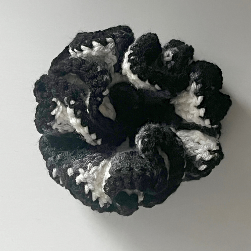 SKZ "Divine" Crochet Scrunchie | Black, White & Gray Ombre Hair Tie