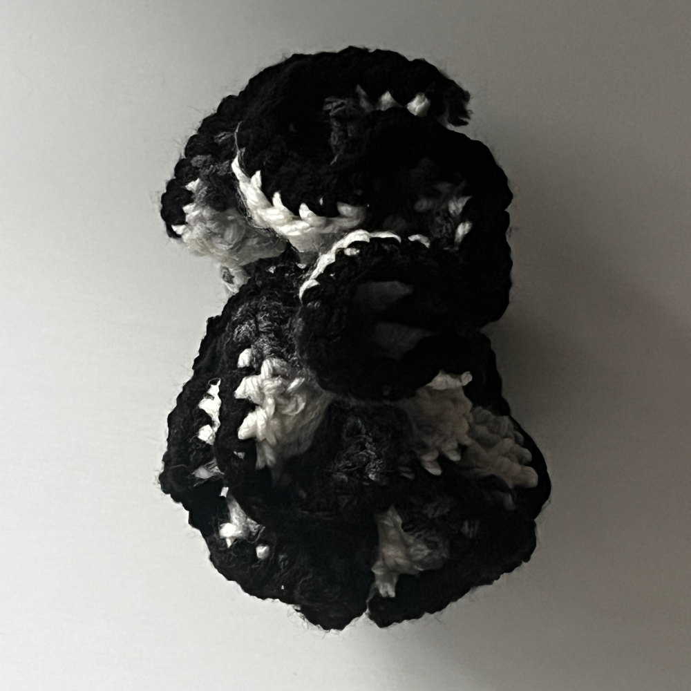 SKZ "Divine" Crochet Scrunchie | Black, White & Gray Ombre Hair Tie