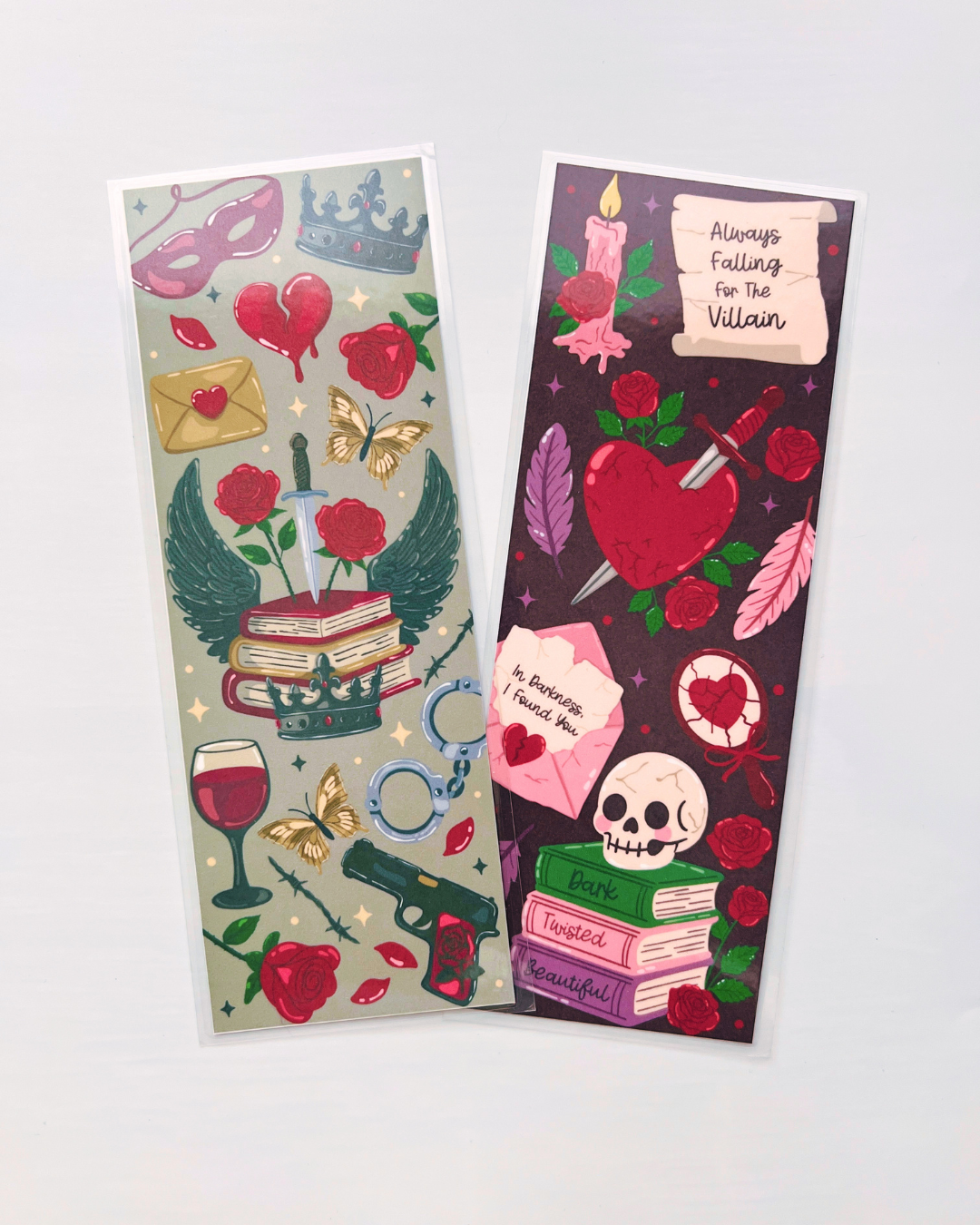 Dark Romance + Dark Academia Laminated Bookmark Duo | Set of 2