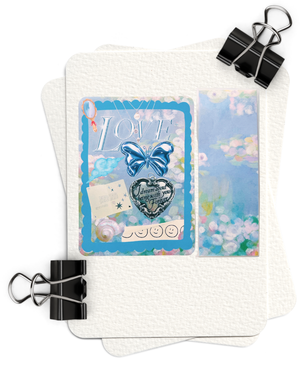 Blue Butterfly + Blue Floral Reading Setup Duo | Kindle Insert and Bookmark Set