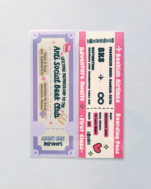Antisocial Book Club + Bookish Airlines Laminated Bookmark Duo | Set of 2