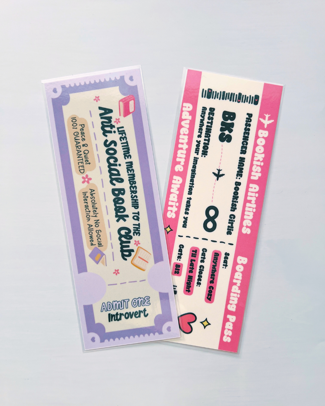 Antisocial Book Club + Bookish Airlines Laminated Bookmark Duo | Set of 2