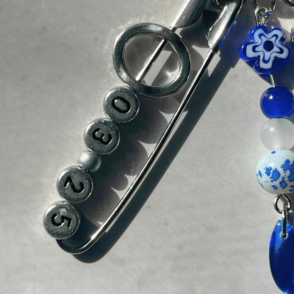 Stray Kids KARMA Keychain | Blue & Silver Beaded Keychain with Heart Clasp