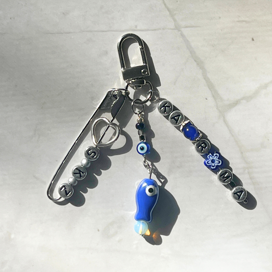 SKZ KARMA Keychain | Blue Evil Eye & Fish Charm Keychain