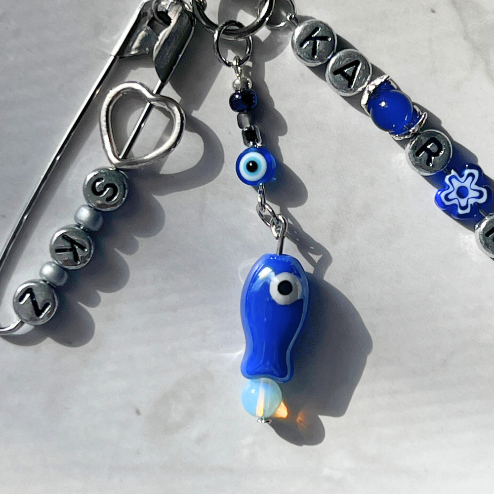 SKZ KARMA Keychain | Blue Evil Eye & Fish Charm Keychain