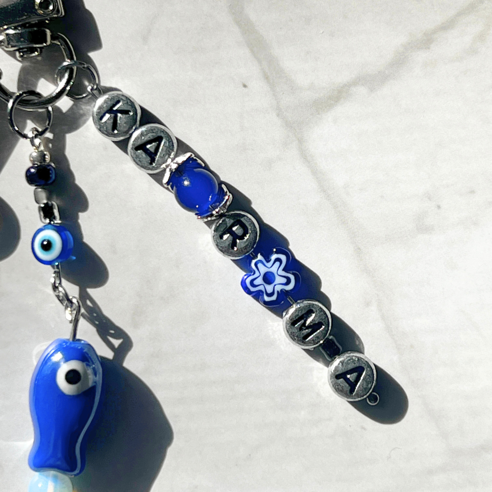SKZ KARMA Keychain | Blue Evil Eye & Fish Charm Keychain