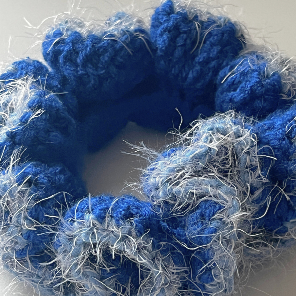 SKZ KARMA Win Scrunchies | Blueberry Fuzzy Duo | Fan-Made Crochet Set