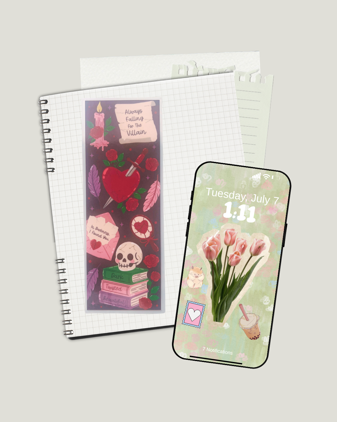 Laminated Bookmark | Dark Academia 2.5 x 7 Bookish Page Marker for Mood Readers