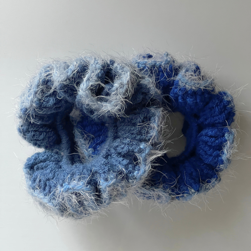 SKZ KARMA Win Scrunchies | Blueberry Fuzzy Duo | Fan-Made Crochet Set