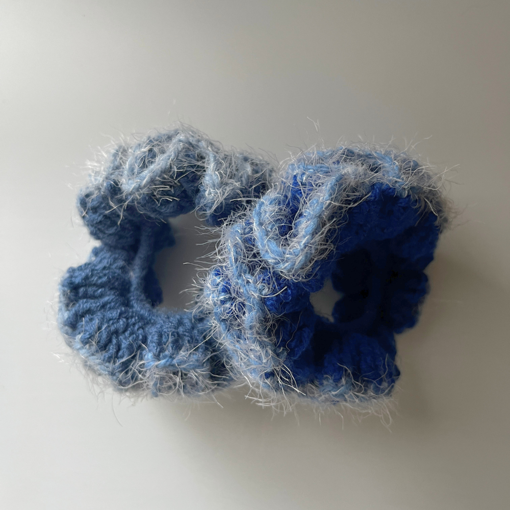 SKZ KARMA Win Scrunchies | Blueberry Fuzzy Duo | Fan-Made Crochet Set