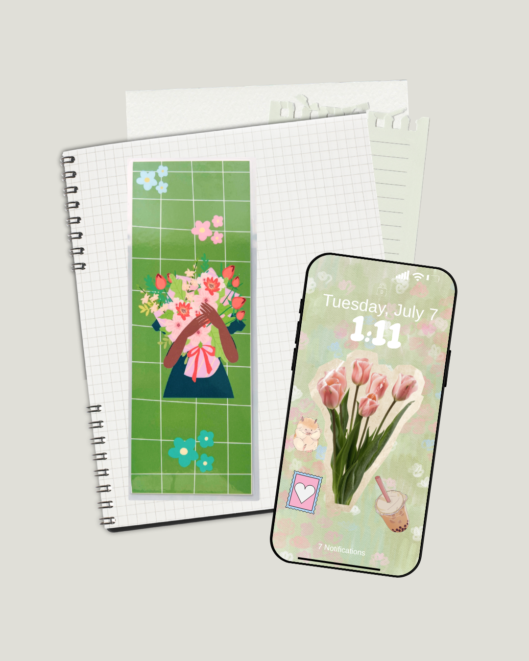 Laminated Bookmark | Bouquet 2.5 x 7 Bookish Page Marker for Mood Readers