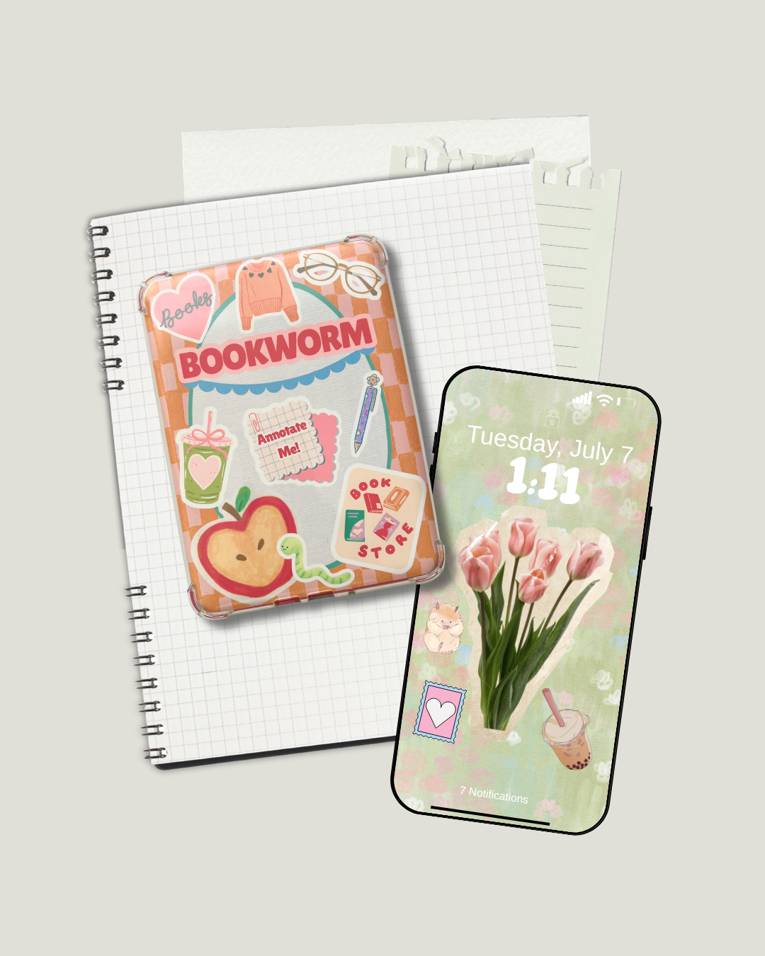 Kindle Insert | Bookworm Decorative Clear Case Insert for Kindle Paperwhite