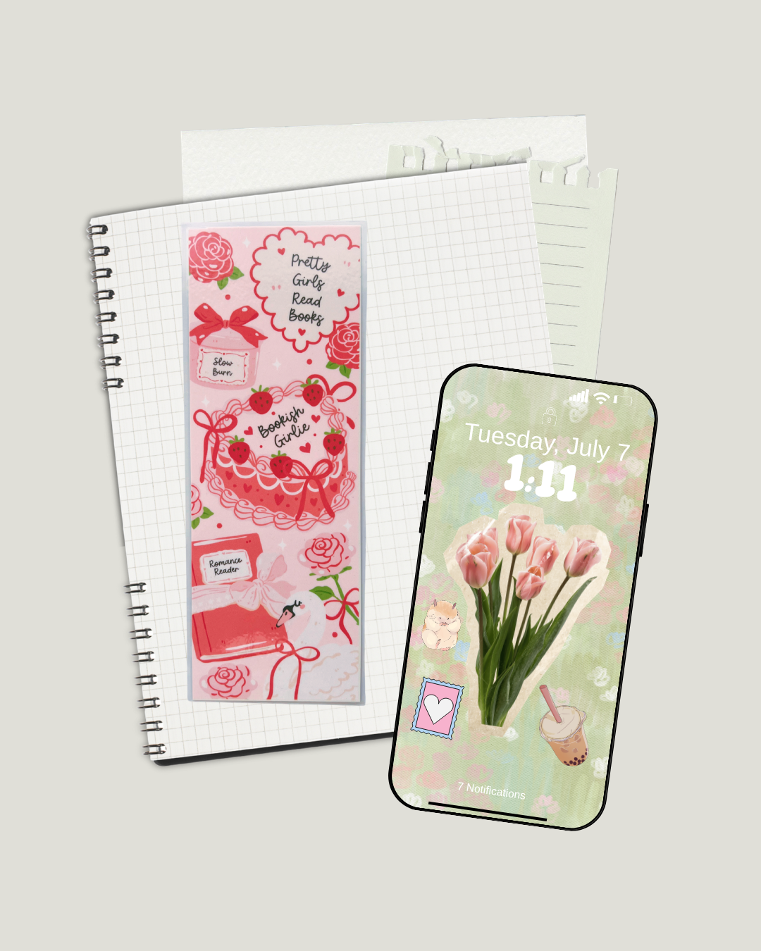 Laminated Bookmark | Bookish Girlie 2.5 x 7 Bookish Page Marker for Mood Readers