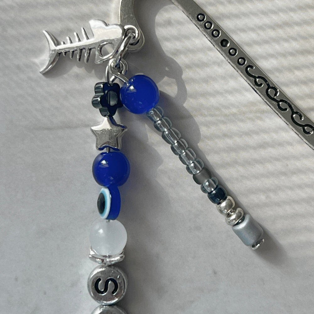 SKZ "KARMA" Inspired Bookmark | Blue Evil Eye, Whale Charm & Fish Bone Bookmark
