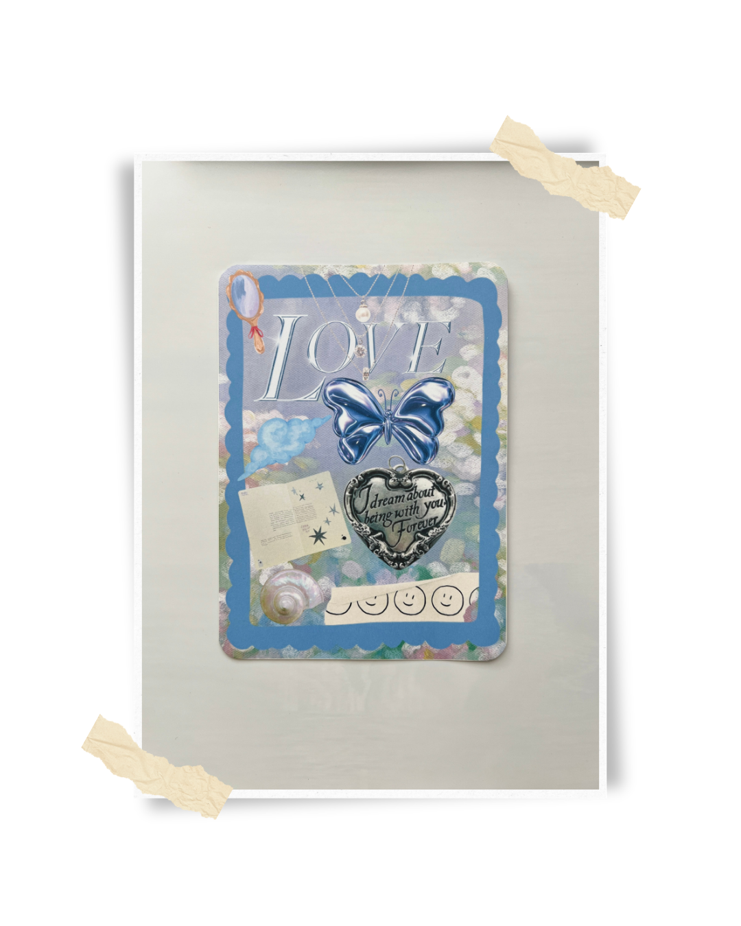 Decorative Kindle Insert for Clear Cases | Blue Butterfly
