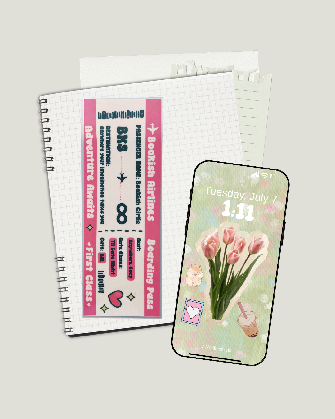 Laminated Bookmark | Bookish Airlines 2.5 x 7 Bookish Page Marker for Mood Readers
