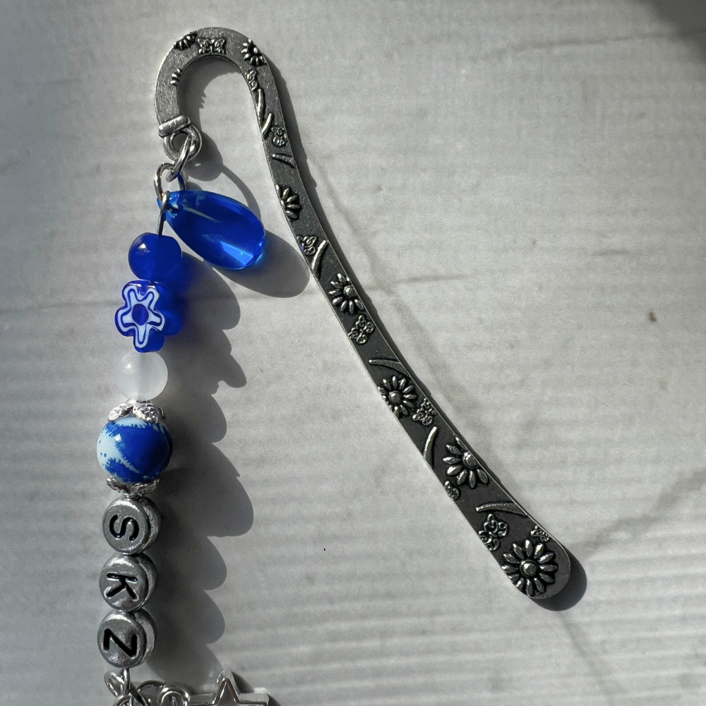 Stray Kids "KARMA" Bookmark | Deep Blue Millefiori & Compass Charm Bookmark