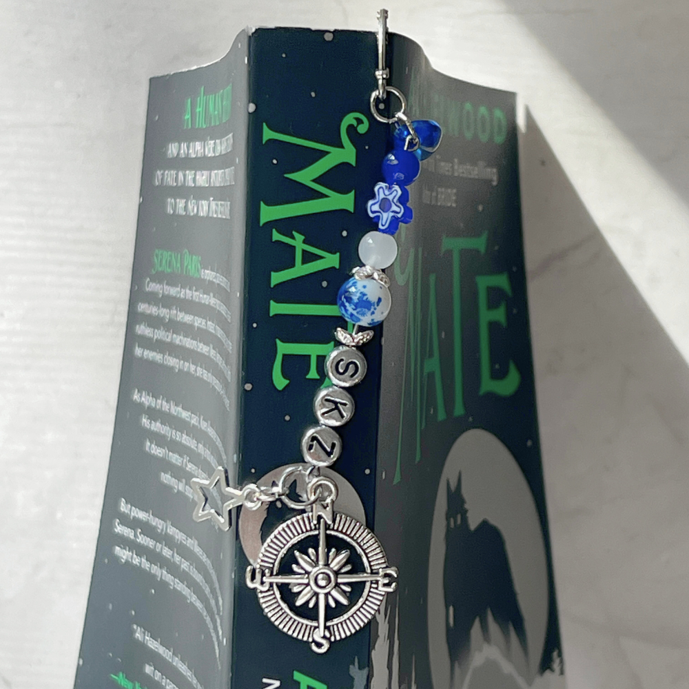 Stray Kids "KARMA" Bookmark | Deep Blue Millefiori & Compass Charm Bookmark