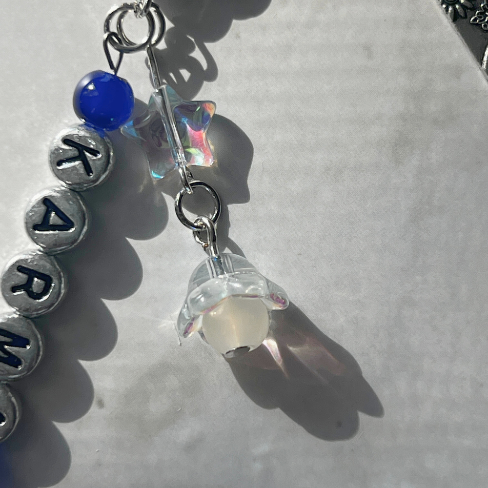 Stray Kids "KARMA" Bookmark | Holographic Heart & Floral Blue Bookmark