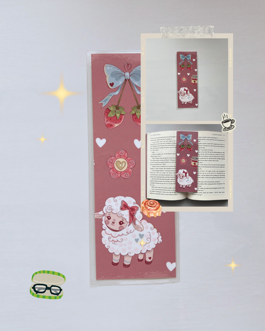 Decorative Laminated Bookmark | Strawberry Lamb & Jam