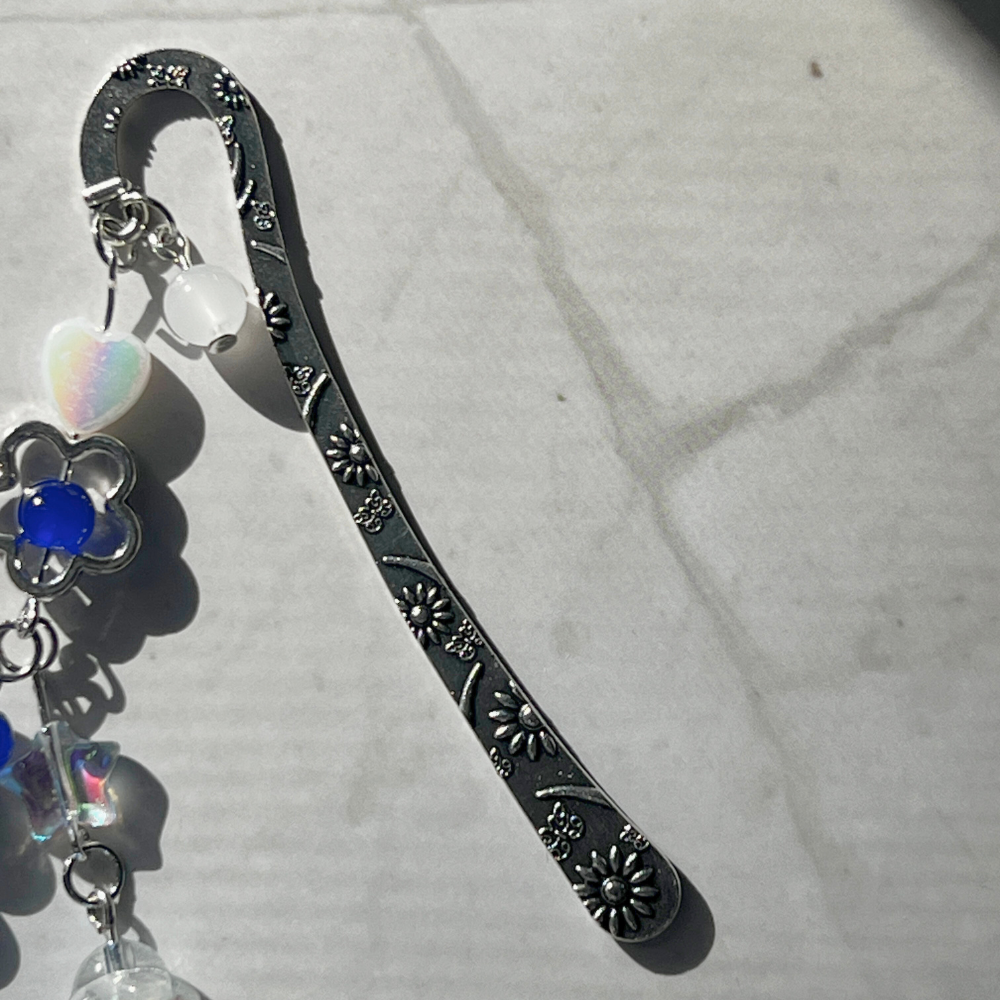 Stray Kids "KARMA" Bookmark | Holographic Heart & Floral Blue Bookmark