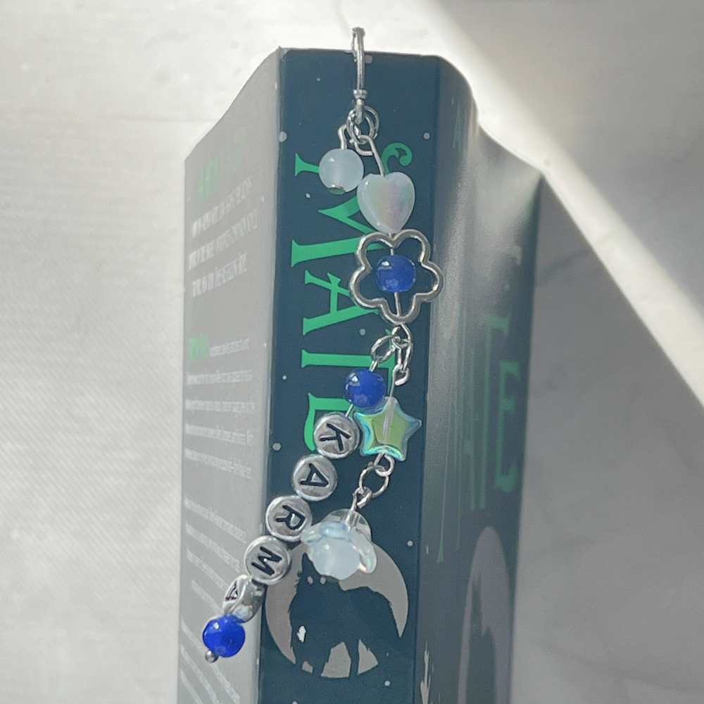 Stray Kids "KARMA" Bookmark | Holographic Heart & Floral Blue Bookmark