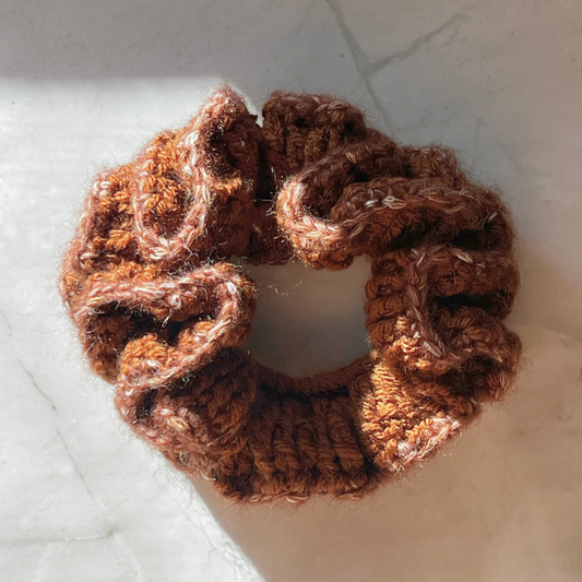 Chocolate Swirl Crochet Scrunchie | Bookish Comfort Accessory