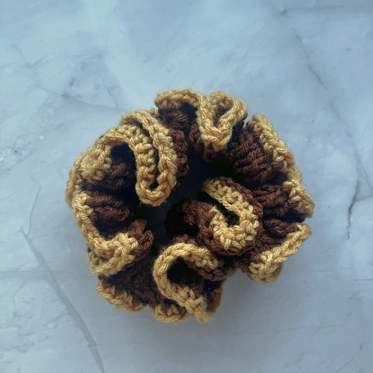 Mustard & Chocolate Crochet Scrunchie | Enemies to Lovers Hair Tie