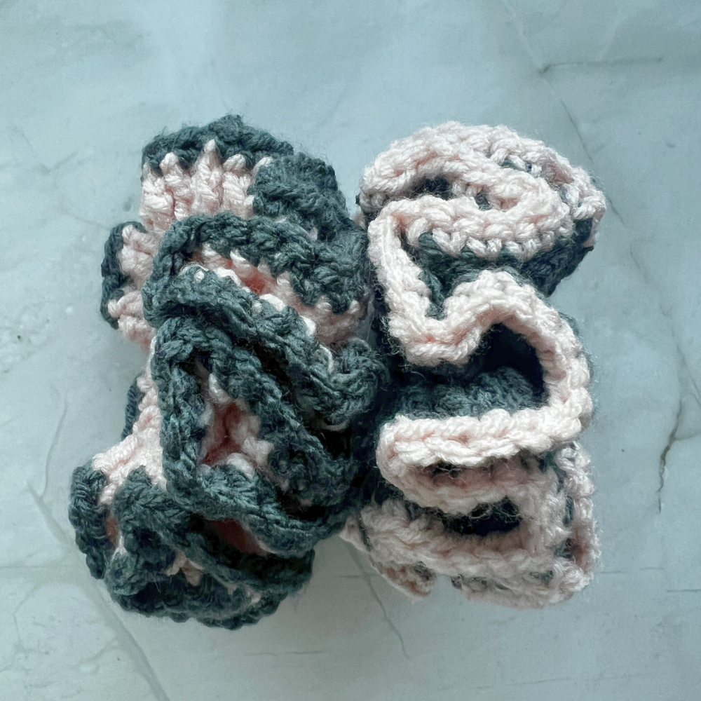 SKZ "Do It" Crochet Scrunchie Set | Pink & Gray Hair Scrunchie Duo