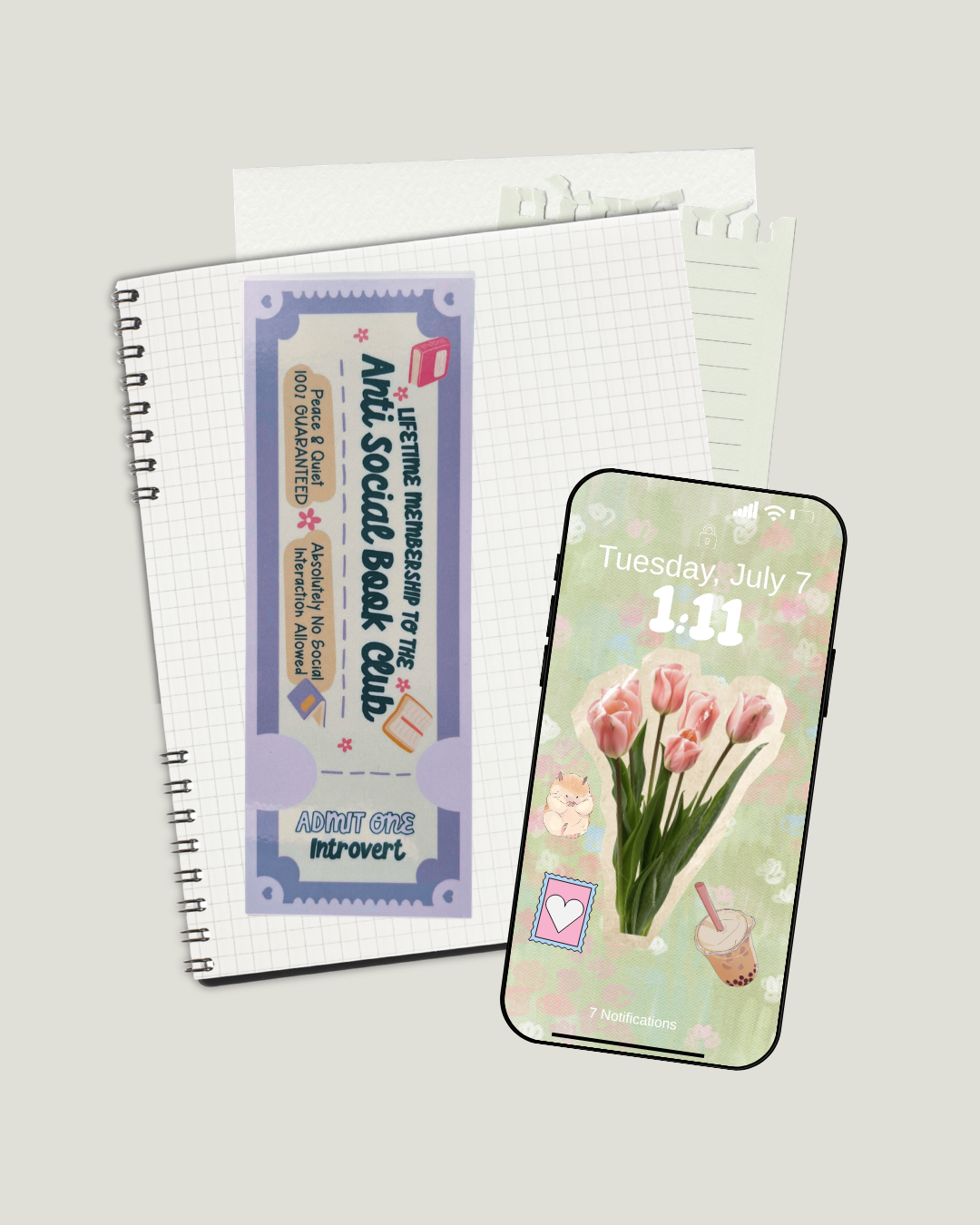Laminated Bookmark for Readers | Antisocial Book Club 2.5 x 7 Book Accessory