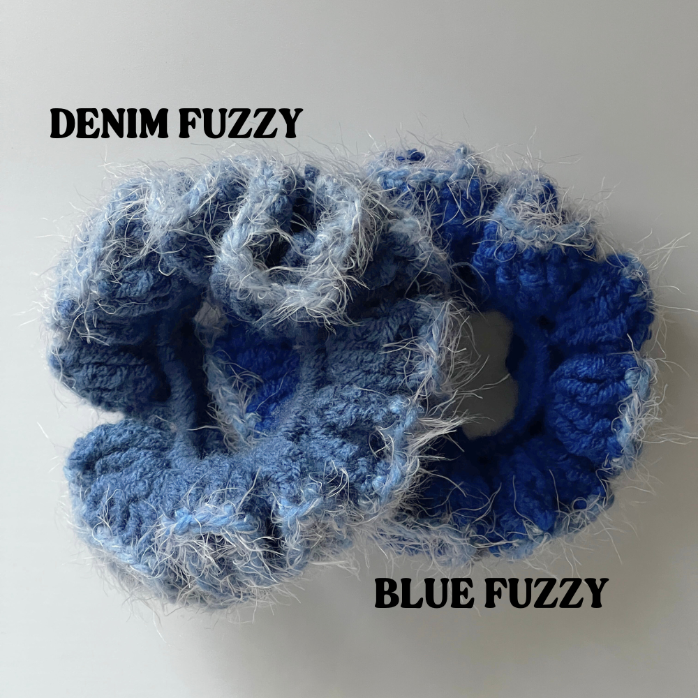 SKZ KARMA Win Scrunchies | Blueberry Fuzzy Duo | Fan-Made Crochet Set